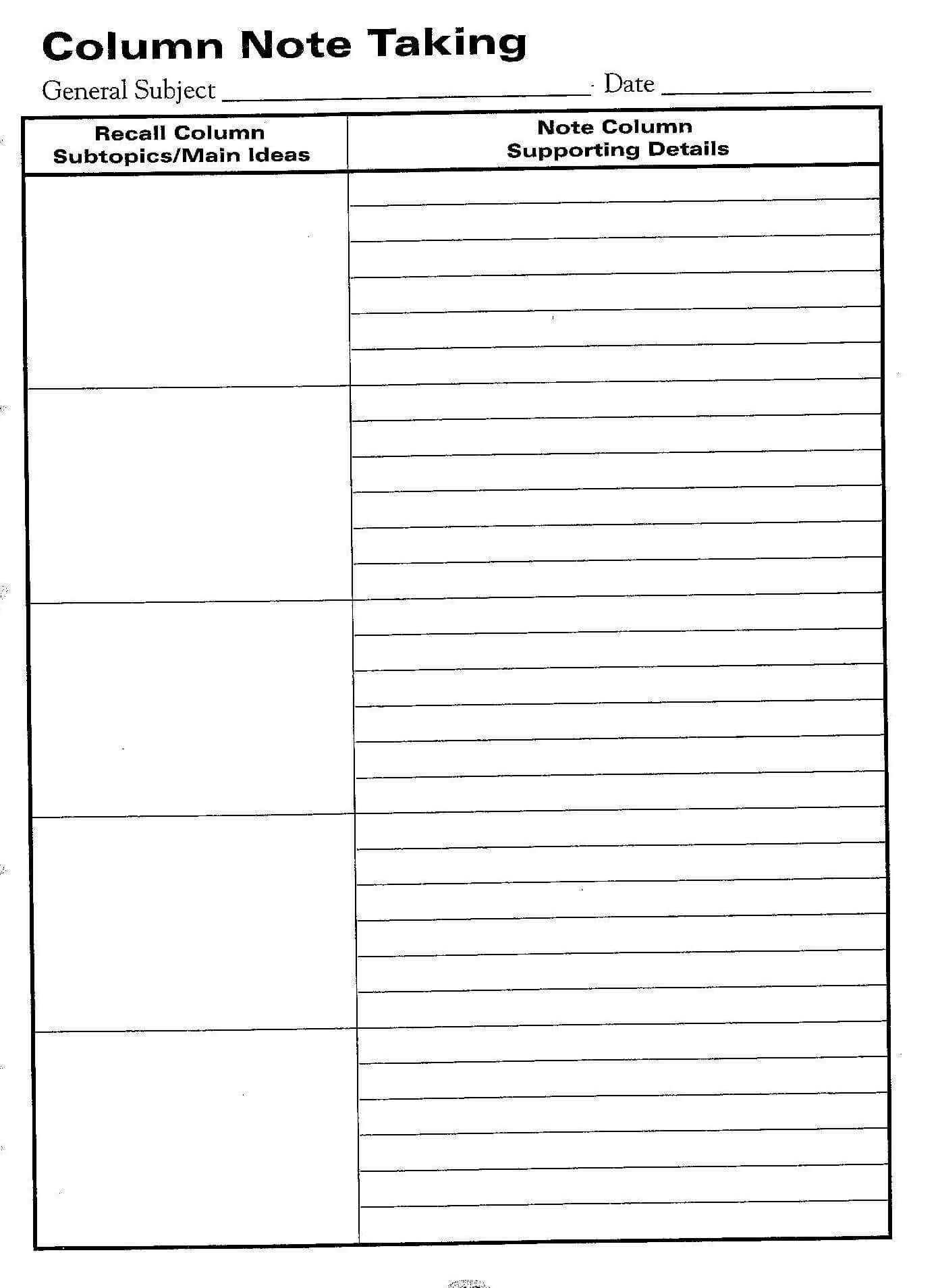 Free Printable Cornell Notes Graphic Organizer |  Comic Throughout Cornell Note Template Word