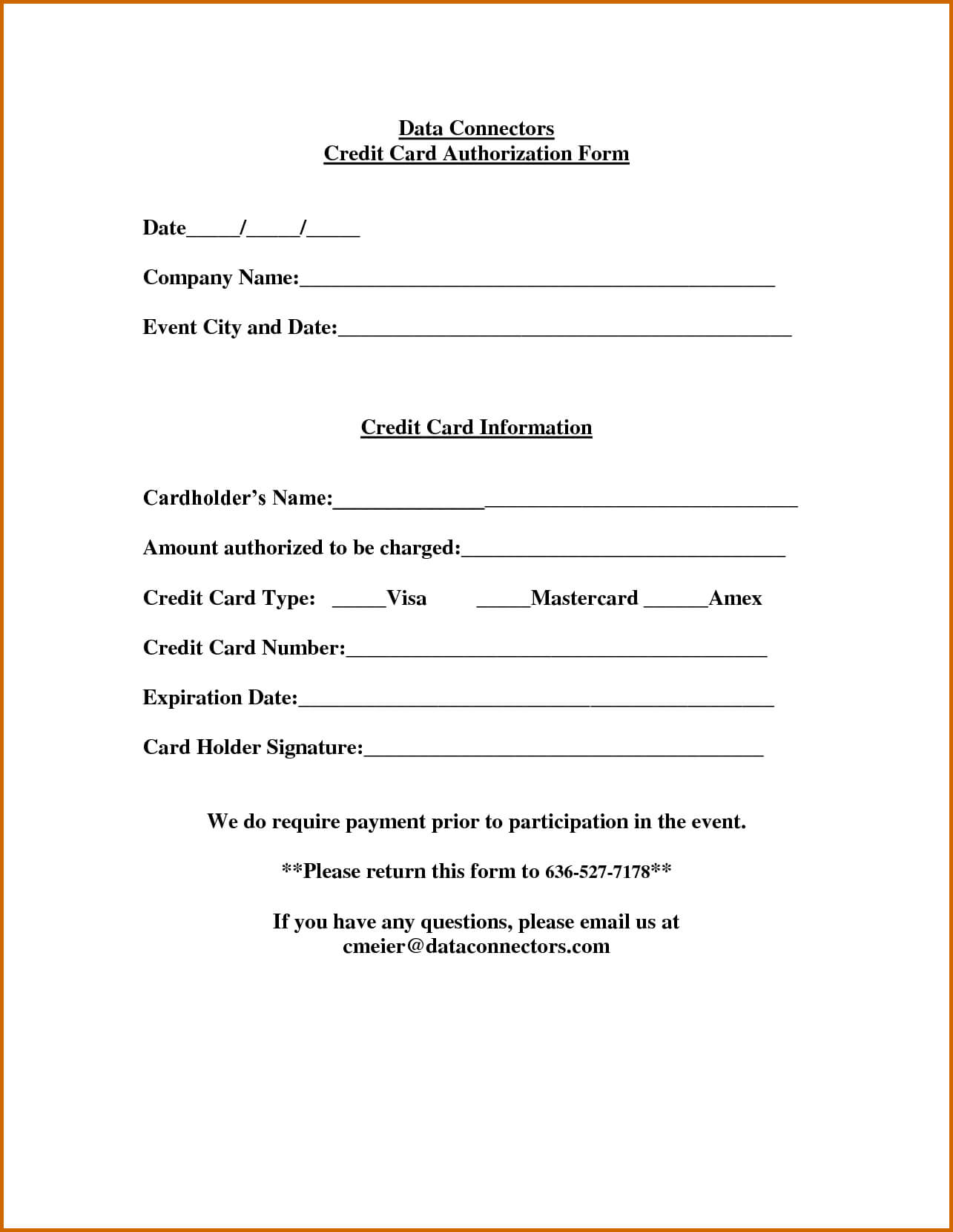 Free Printable Credit Card Authorization Form | Mult Igry Inside Credit Card Billing Authorization Form Template