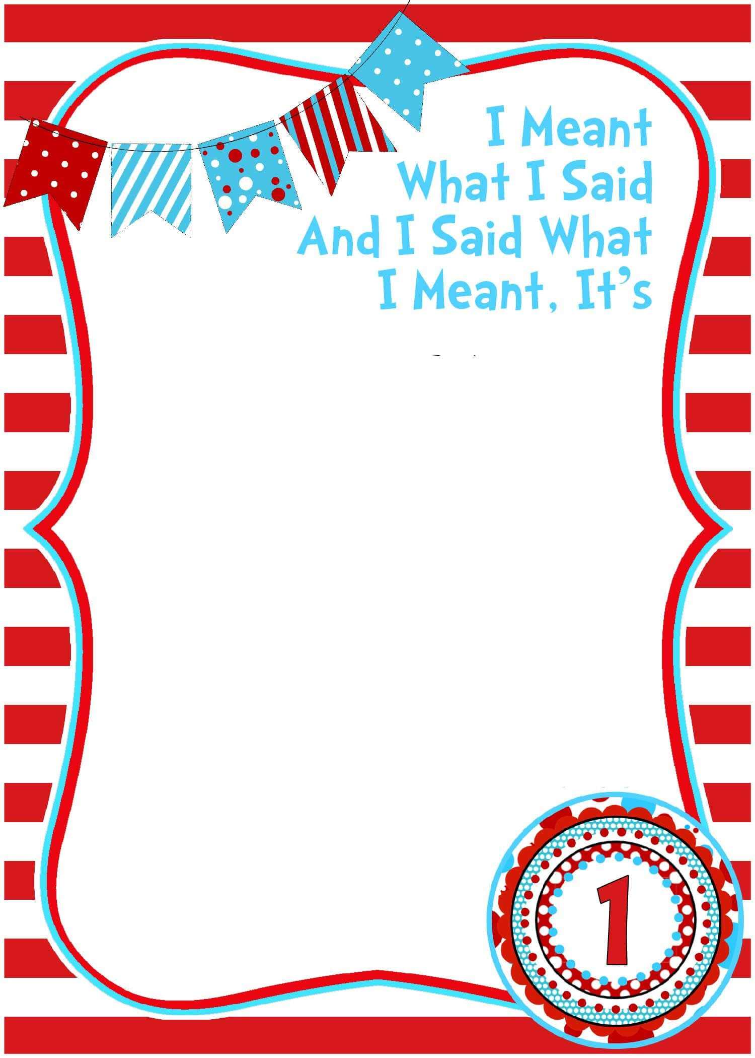 Free Printable Dr Seuss Birthday Invitations | Dr Seuss Intended For Dr Seuss Birthday Card Template