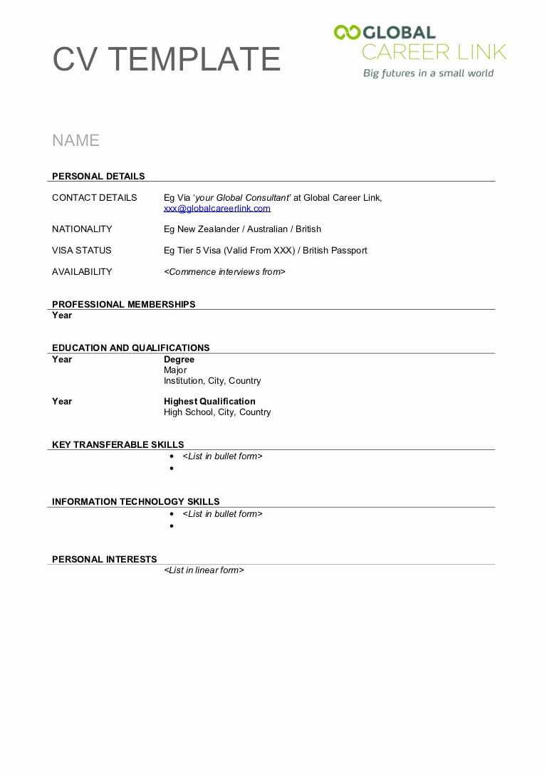 Free Printable Fill In The Blank Resume Templates For Pertaining To Free Blank Cv Template Download