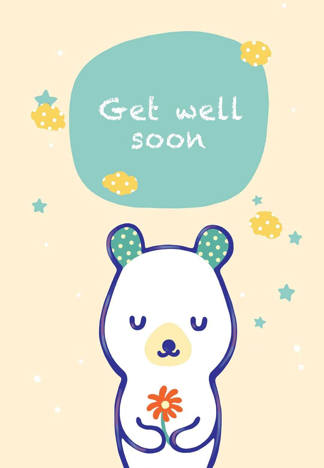 Free Printable Get Well Teddy Bear Greeting Card | Get Well Throughout Get Well Soon Card Template