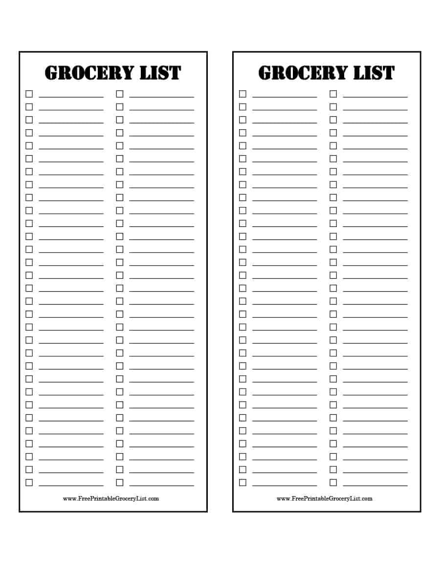 Free Printable Grocery Lists 016 List Templates Shopping Throughout Blank Grocery Shopping List Template