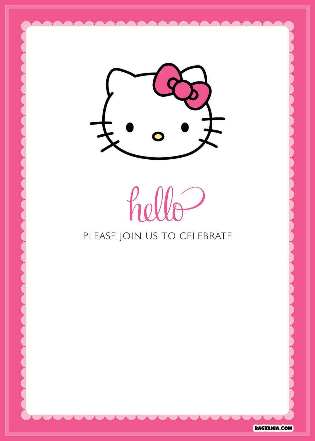 Free Printable Hello Kitty Birthday Invitations – Bagvania Pertaining To Hello Kitty Birthday Card Template Free