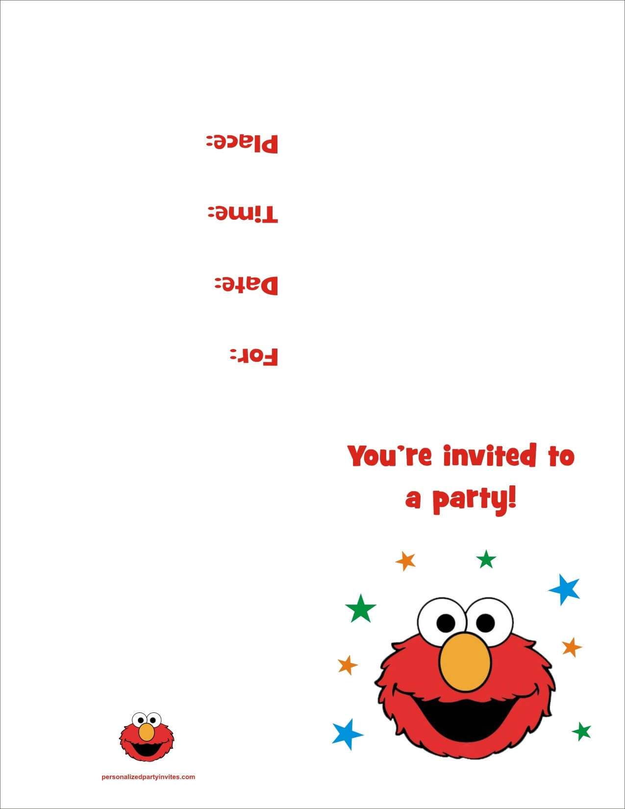 Free Printable Invatations Elmo Birthday Party Invitation For Elmo Birthday Card Template