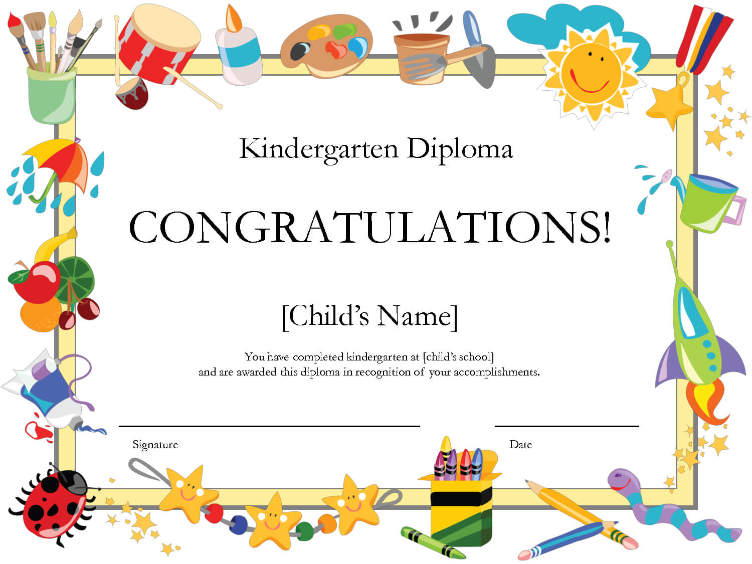 Free Printable Kindergarten Diplomaprintshowergames In School Certificate Templates Free