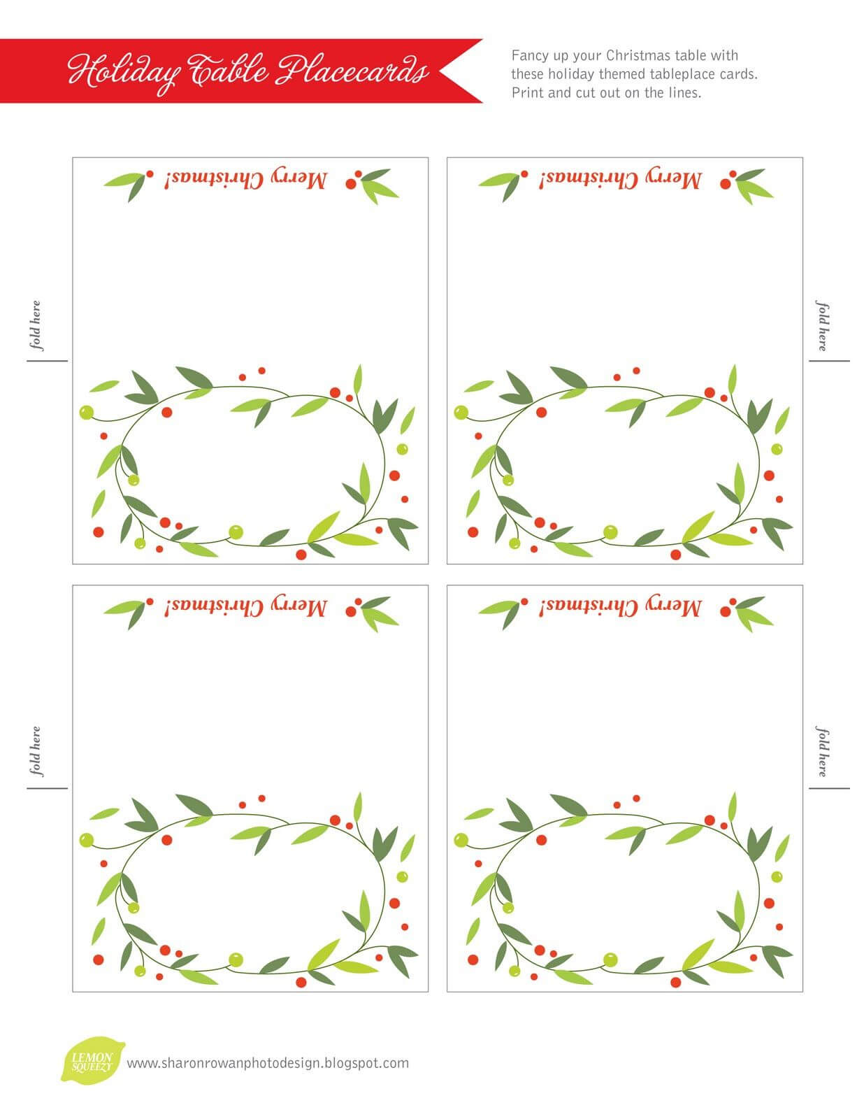 Free Printable Lemon Squeezy: Day 12: Place Cards With Place Card Setting Template