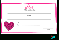 Free Printable Love Certificates regarding Love Certificate Templates