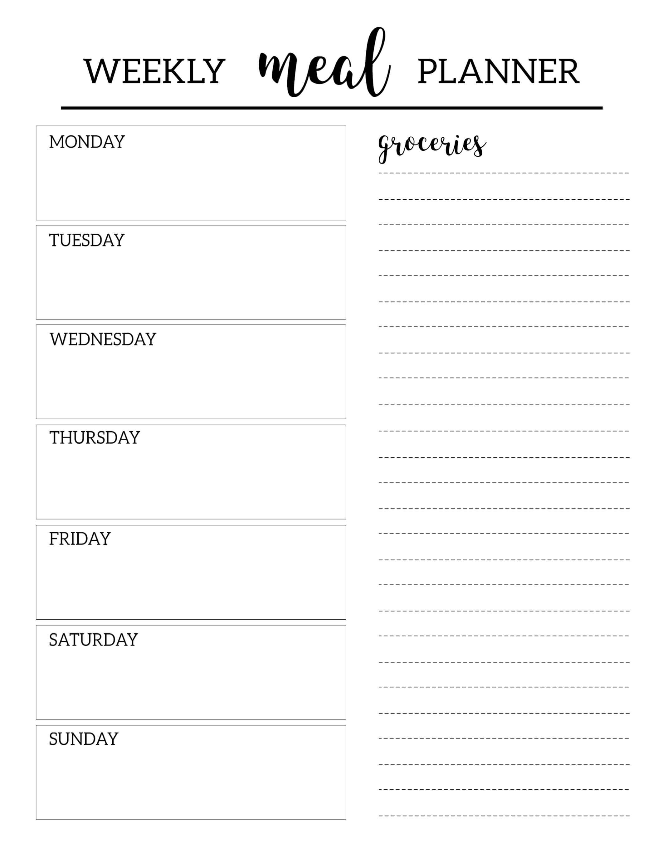 Free Printable Meal Planner Template | Printables | Meal For Blank Meal Plan Template