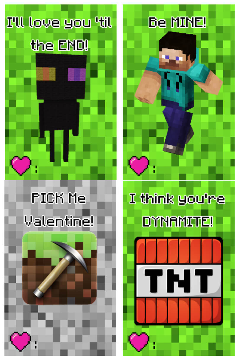 Free Printable Minecraft Valentine's Day Cards | Making Lemonade With Regard To Minecraft Birthday Card Template