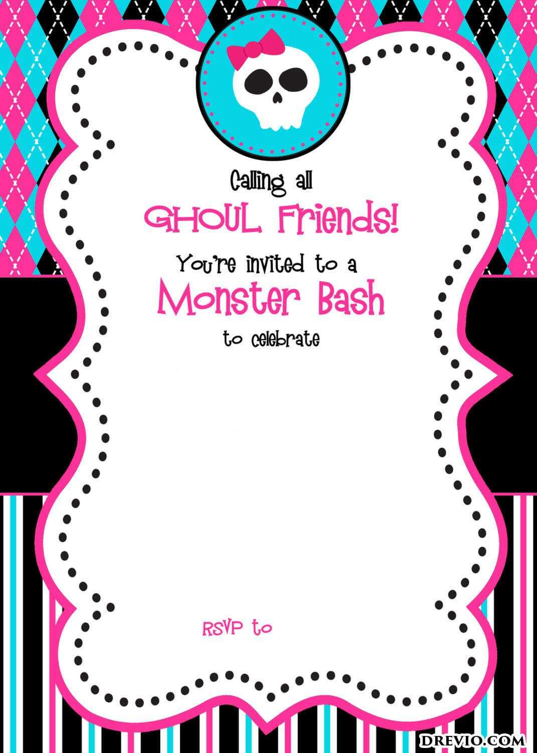 Free Printable Monster High Birthday Invitations | Free Within Monster High Birthday Card Template