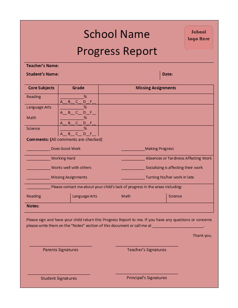 Free Printable Report Templates Within School Report Template Free