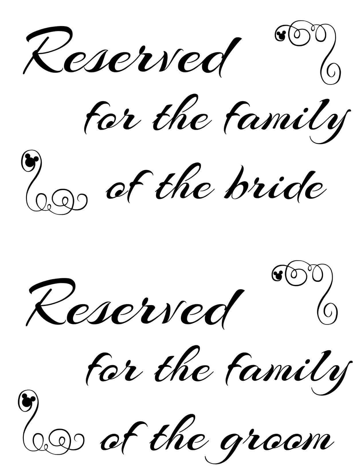 Free Printable Reserved Seating Signs For Your Wedding For Reserved Cards For Tables Templates