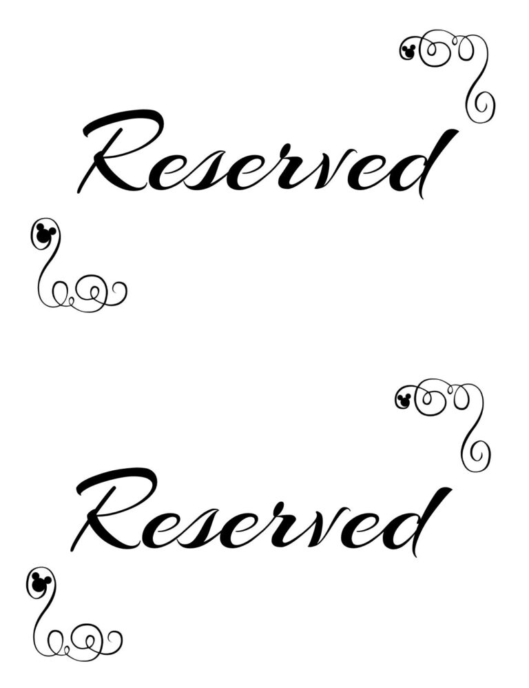 Free Printable Reserved Seating Signs For Your Wedding Regarding Table