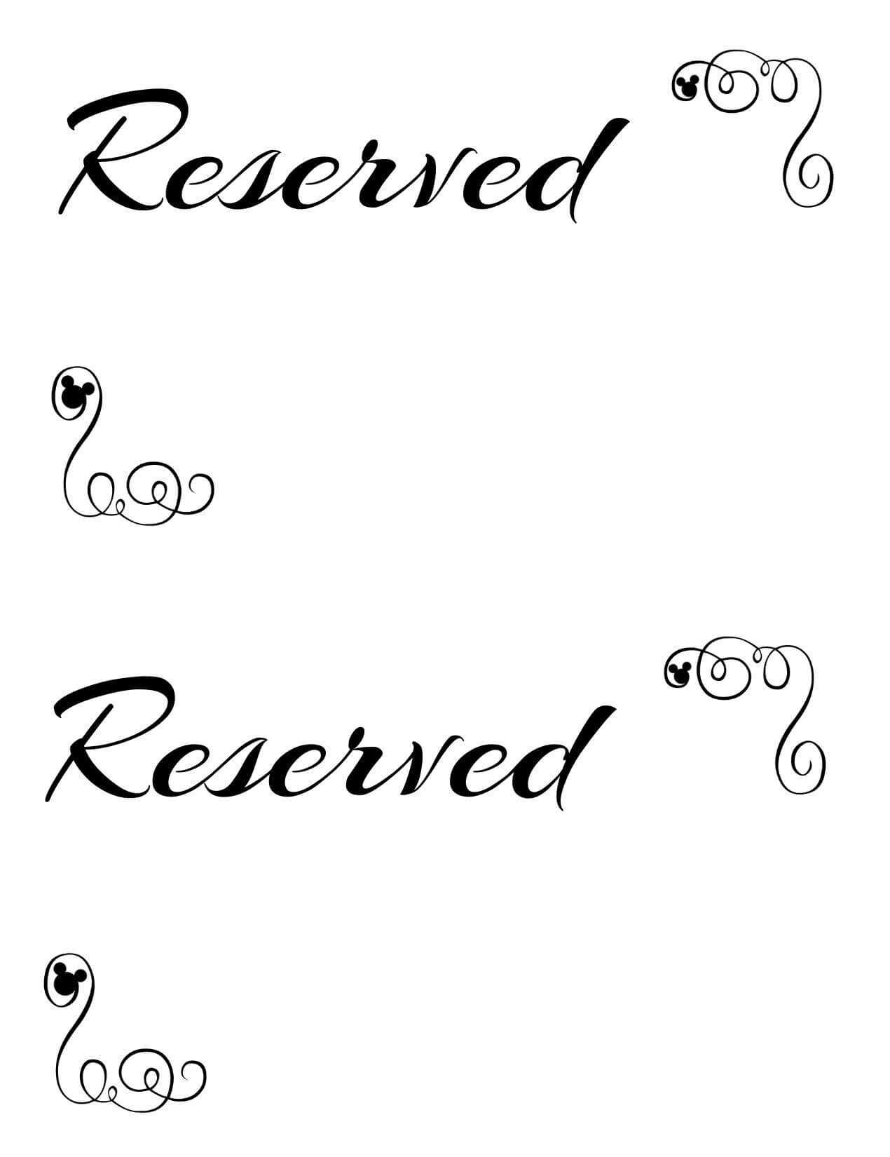 Free Printable Reserved Seating Signs For Your Wedding Throughout Reserved Cards For Tables Templates