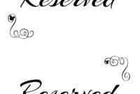 Free Printable Reserved Seating Signs For Your Wedding with Reserved Cards For Tables Templates