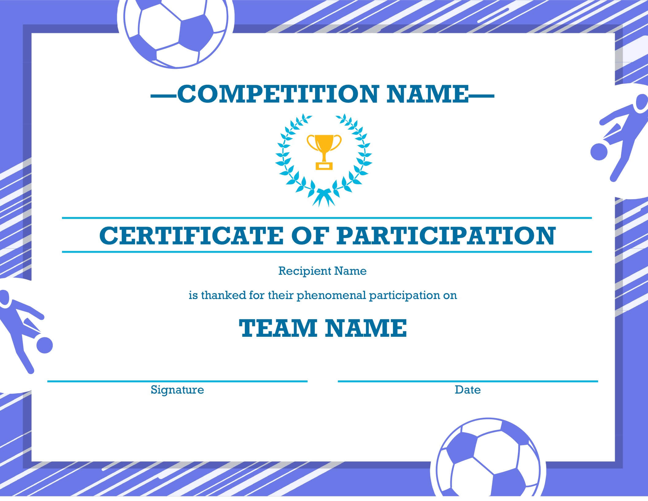 Free Printable Soccer Certificate Four Sports Awards For Athletic Certificate Template