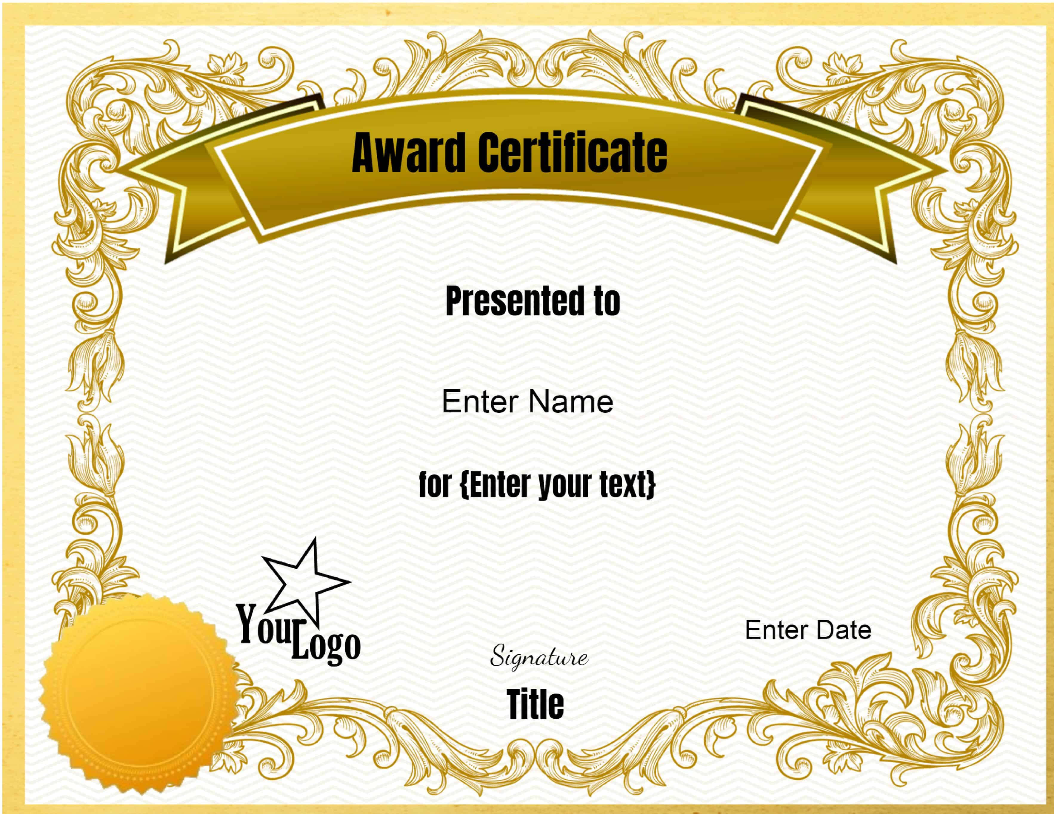 Free Printable Soccer Certificate Templates Award Intended For Template For Certificate Of Award