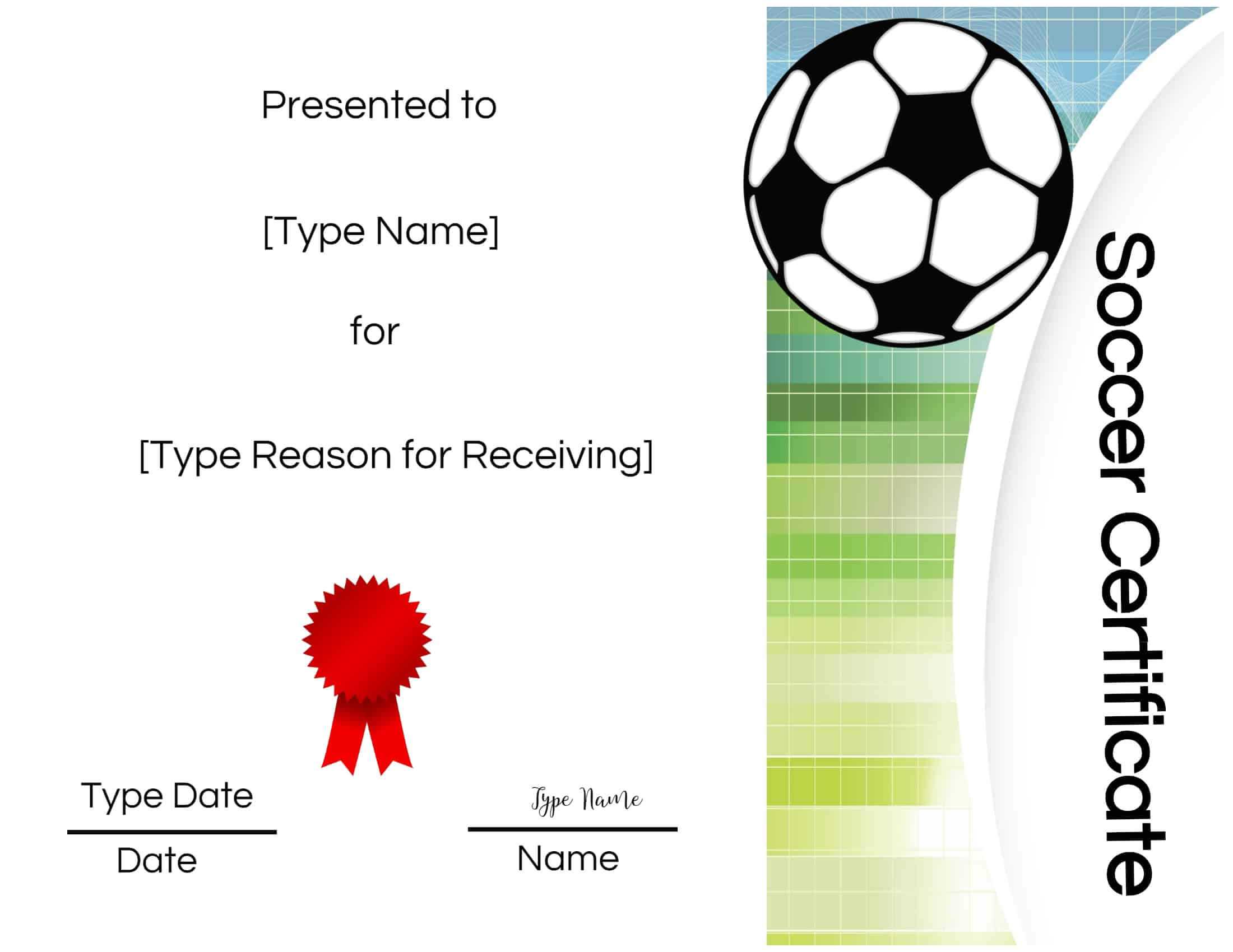 Free Printable Soccer Certificate Templates Award Maker Edit In Soccer Certificate Templates For Word