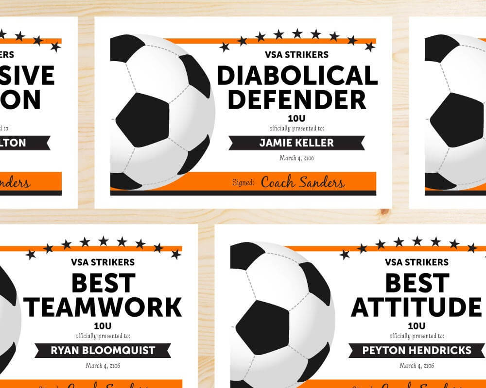Free Printable Soccer Certificate Templates Editable Award Regarding Soccer Certificate Template