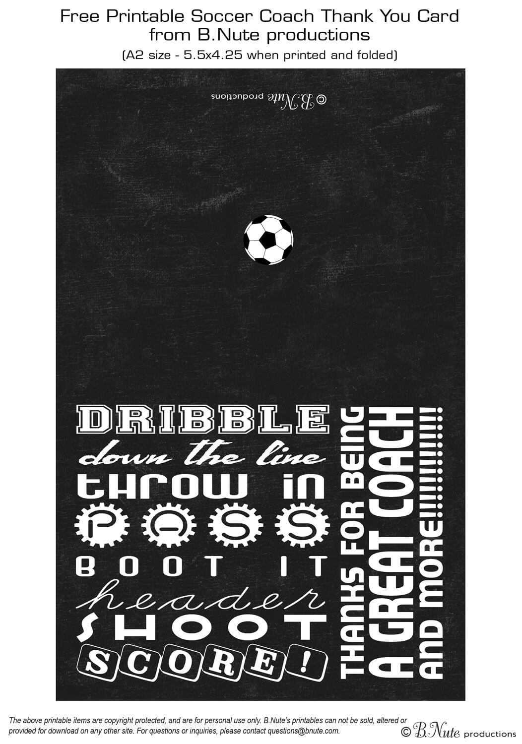 Free Printable Soccer Coach Thank You Card From B.nute Pertaining To Soccer Thank You Card Template