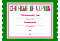 Free Printable Stuffed Animal Adoption Certificate with Toy Adoption Certificate Template