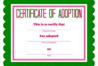 Free Printable Stuffed Animal Adoption Certificate with Toy Adoption Certificate Template