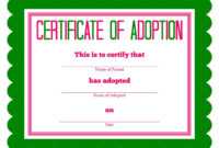 Free Printable Stuffed Animal Adoption Certificate with Toy Adoption Certificate Template