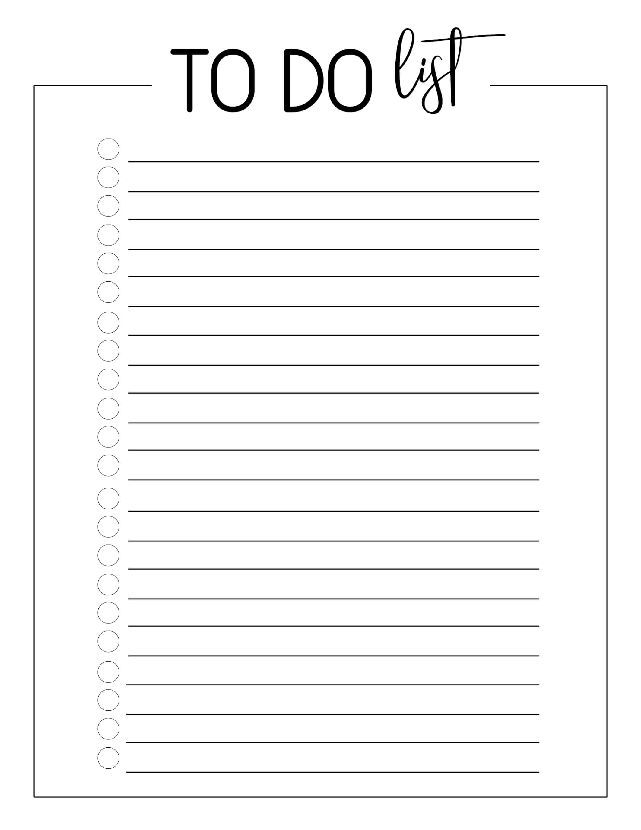 Free Printable To Do Checklist Template – Paper Trail Design Intended For Blank To Do List Template