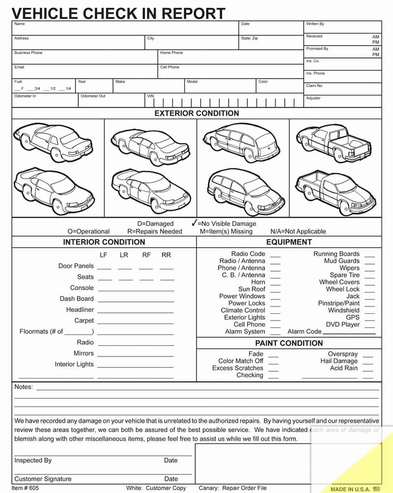 Free Printable Vehicle Condition Report Template For Form Pertaining To Truck Condition Report Template