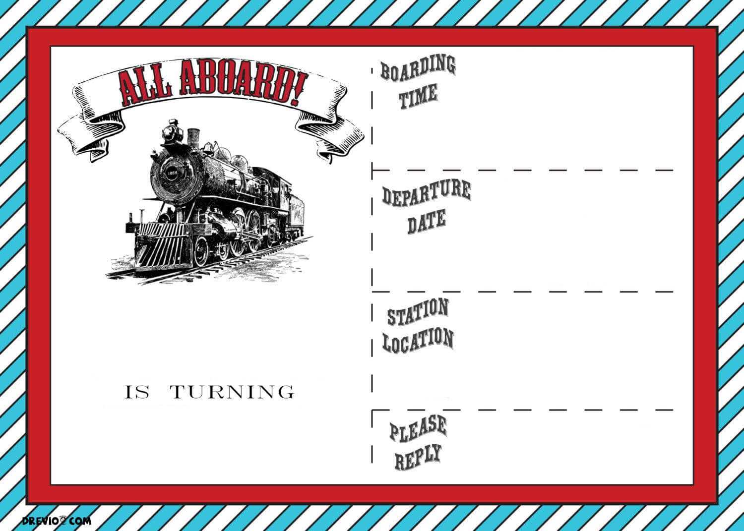 Free Printable Vintage Train Ticket Invitation Template For Blank Train Ticket Template