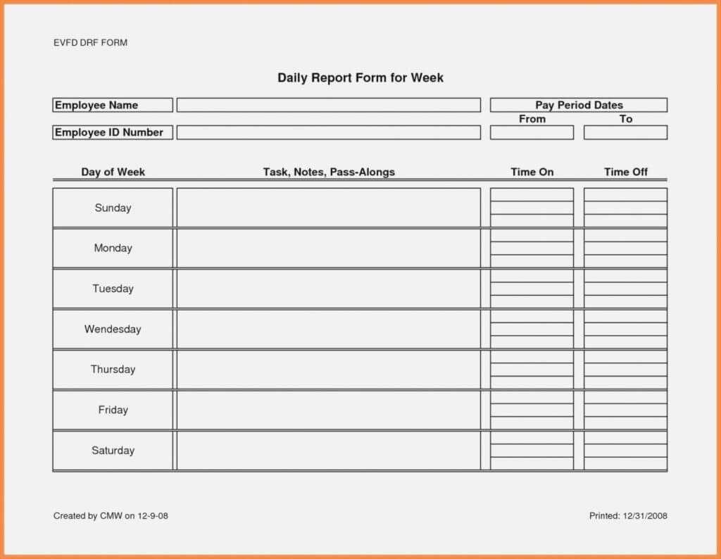 Free Printable Weekly Employee Time Sheets Daily Timesheet Within Daily Report Sheet Template