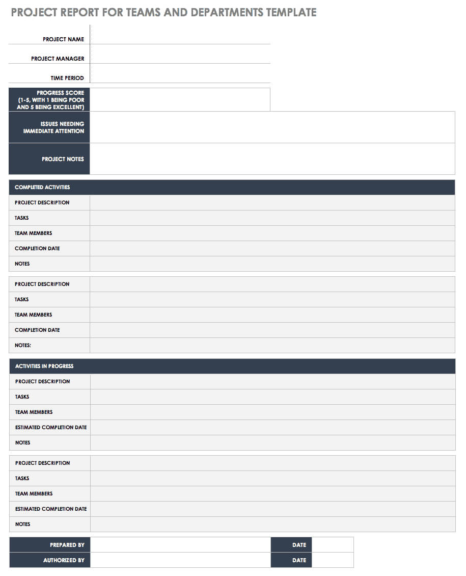 Free Project Report Templates | Smartsheet For Team Progress Report Template