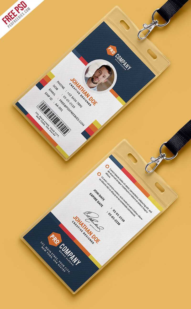 Free Psd : Creative Office Identity Card Template Psd On Behance Intended For Conference Id Card Template