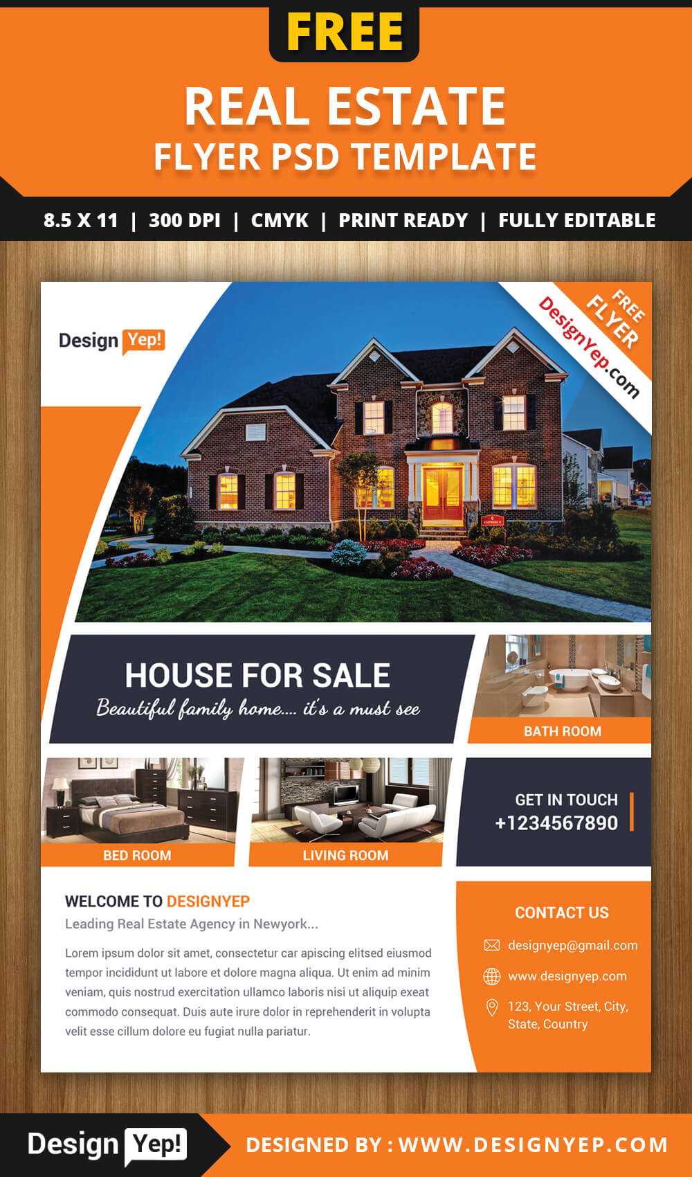 Free Real Estate Flyer Psd Template – Designyep Pertaining To Real Estate Brochure Templates Psd Free Download