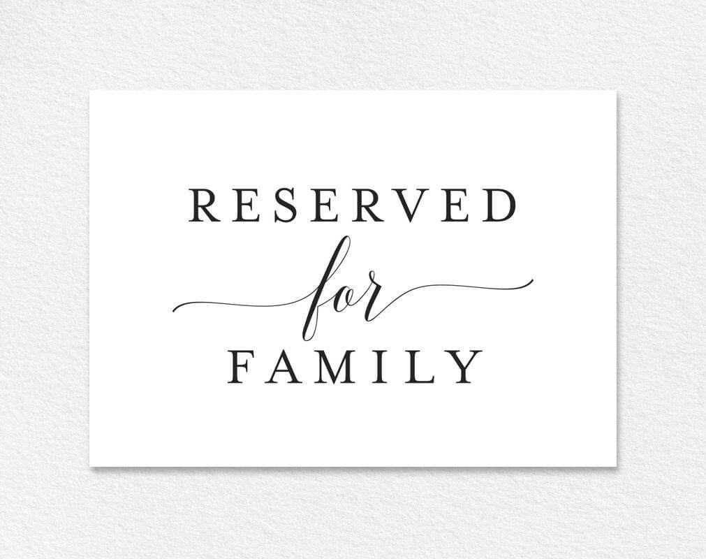 Free Reserved For Family Printable Card From | Colour Inside Reserved Cards For Tables Templates