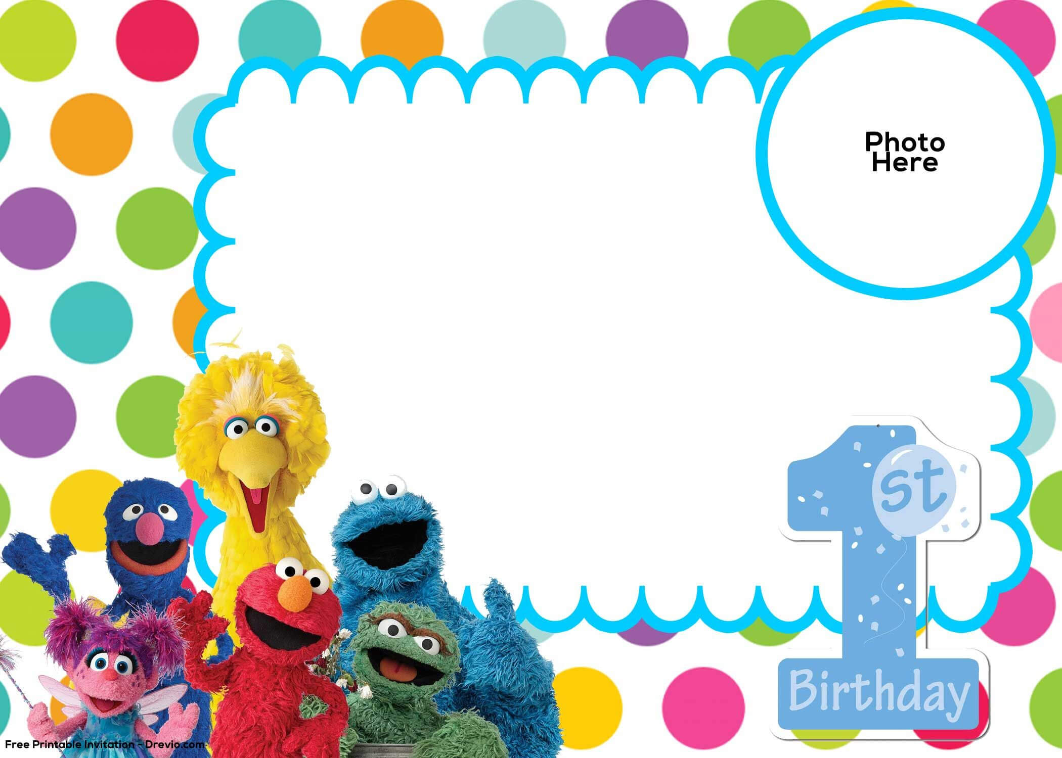 Free Sesame Street 1St Birthday Invitation Template | Sesame Regarding Elmo Birthday Card Template