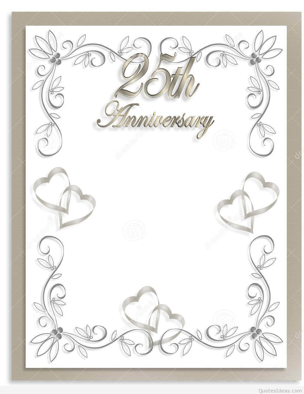 Free Silver Wedding Anniversary Invitations Templates With Template For Anniversary Card