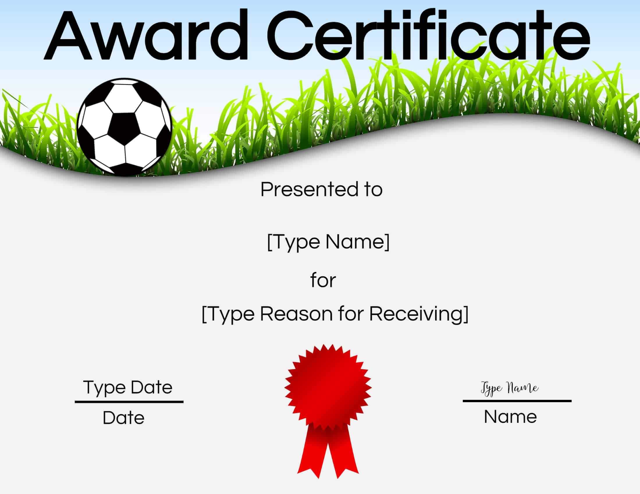 Free Soccer Certificate Maker | Edit Online And Print At Home Inside Soccer Certificate Templates For Word