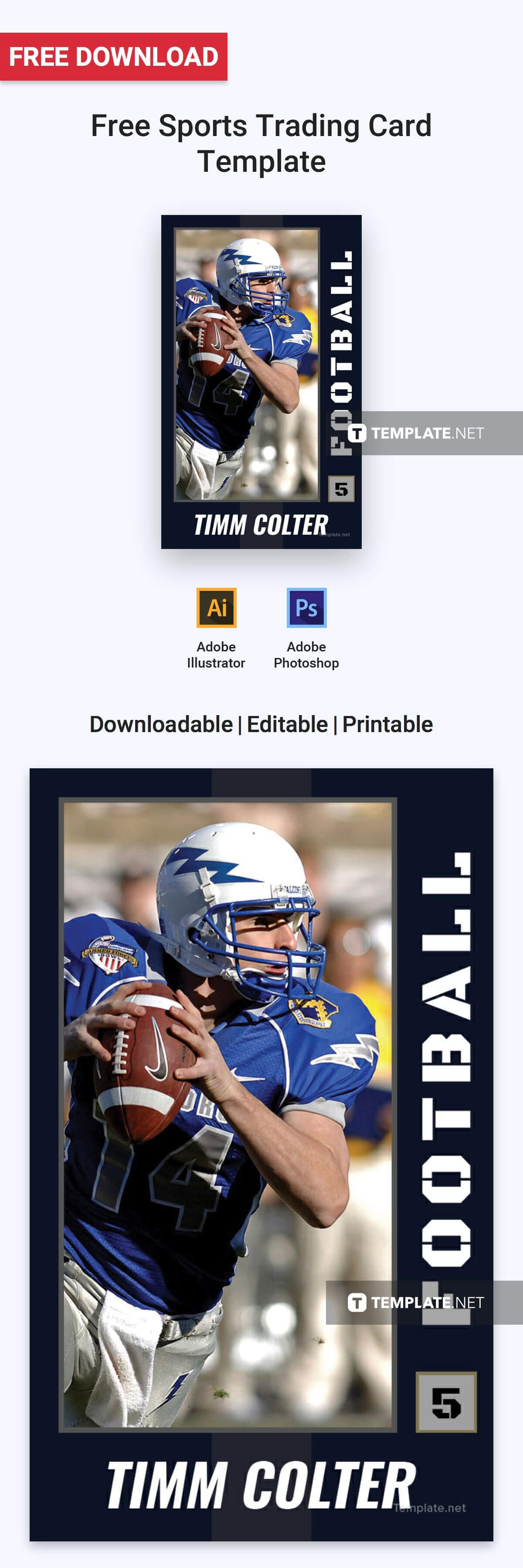 Free Sports Trading Card | Card Templates & Designs 2019 In Throughout Free Sports Card Template