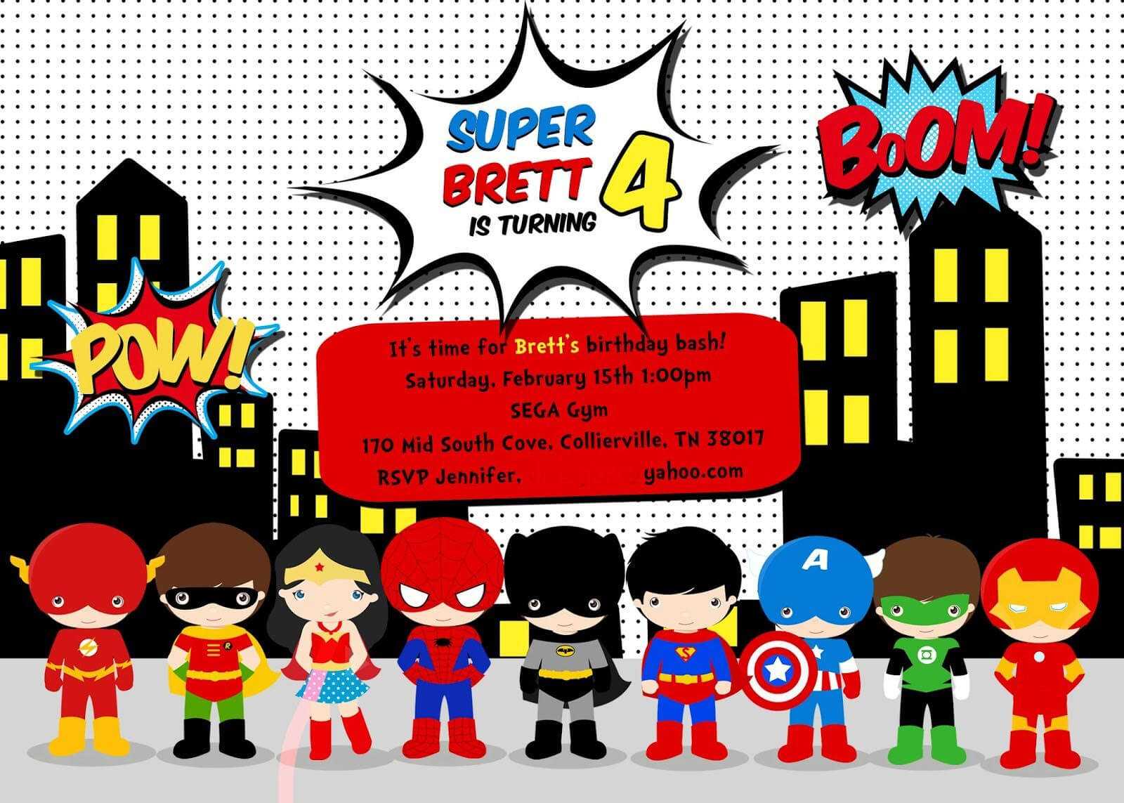 Free Superhero Birthday Party Invitation Templates … In 2019 Throughout Superman Birthday Card Template