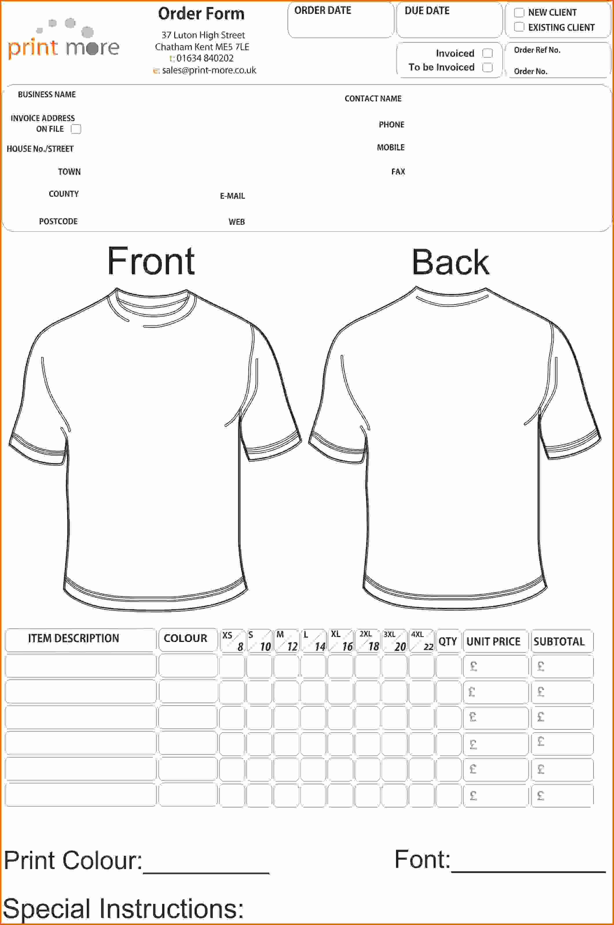 Free T Shirt Order Form Template Word | Azərbaycan Dillər Pertaining To Blank T Shirt Order Form Template