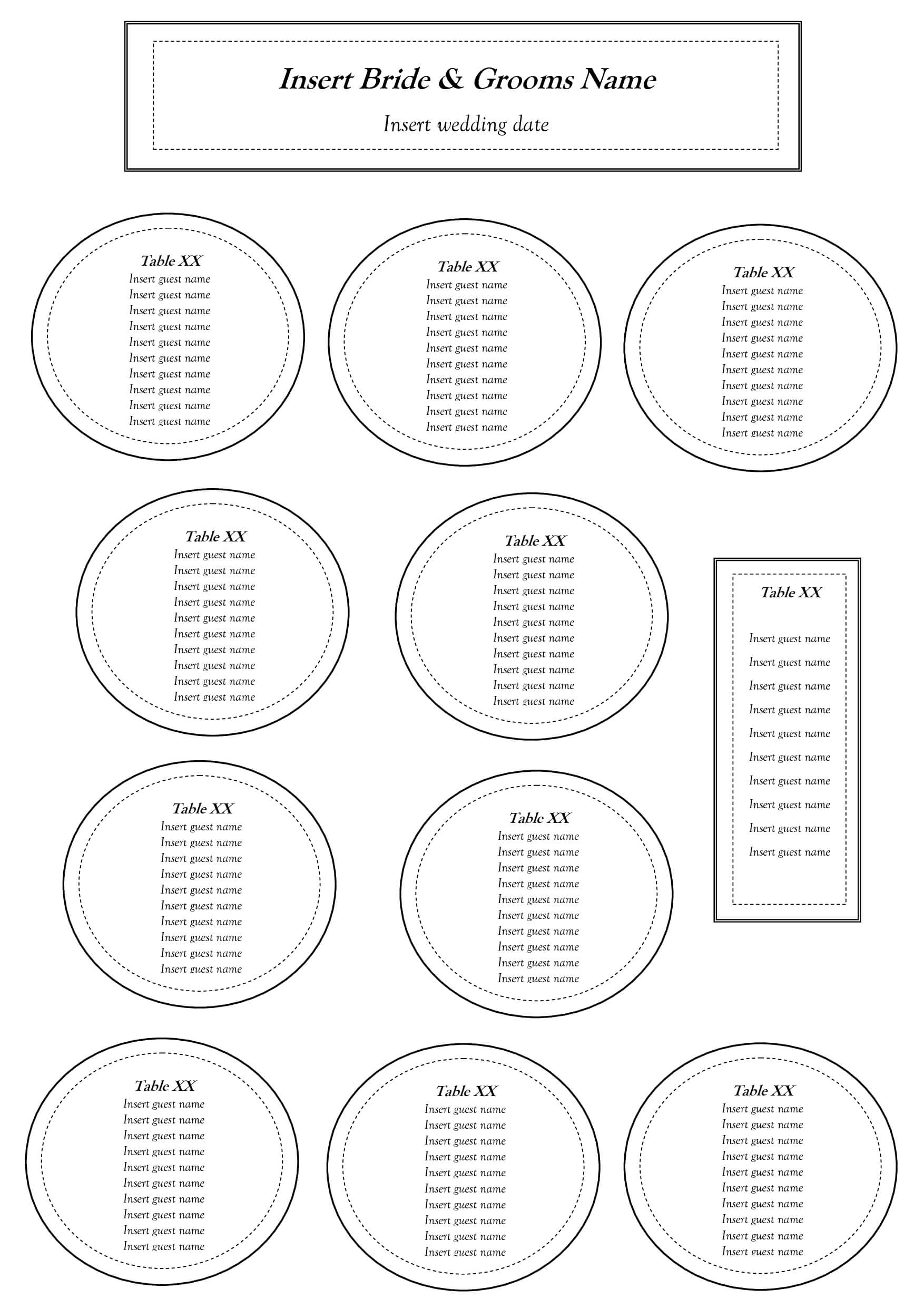Free Table Seating Chart Template In 2019 | Seating Chart With Regard To Wedding Seating Chart Template Word