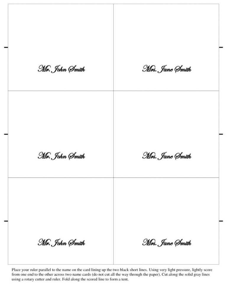 Free Place Card Templates 6 Per Page