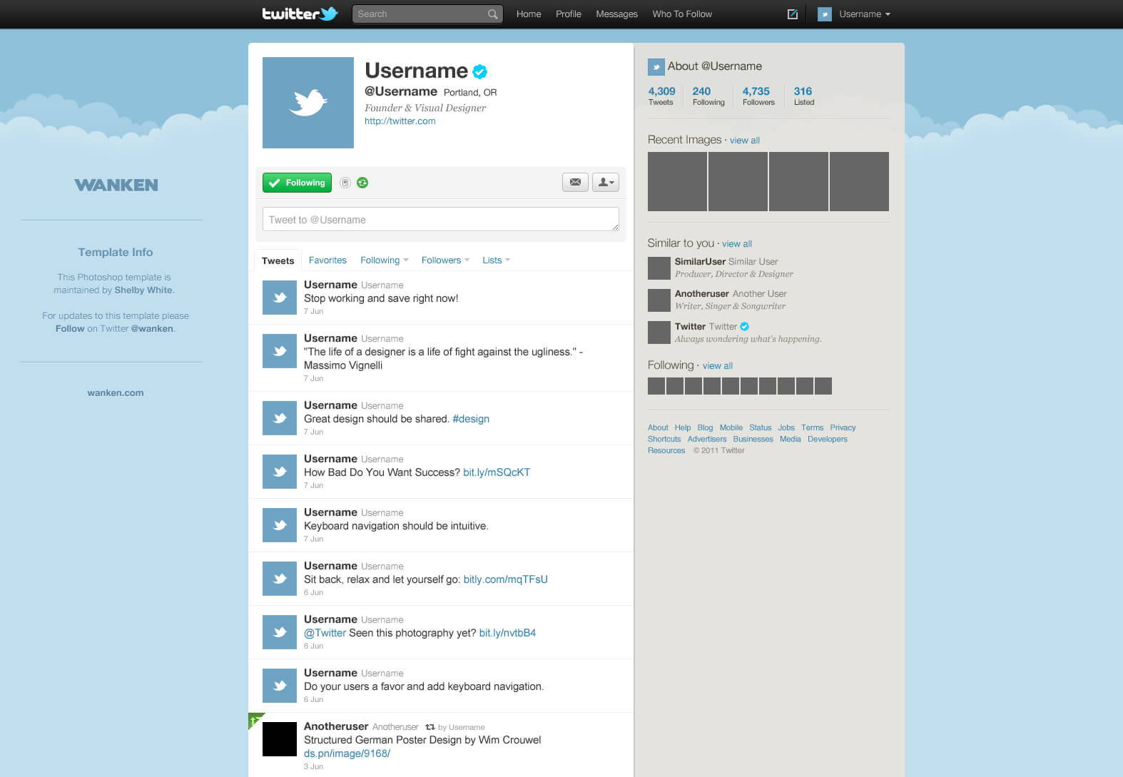 Free Twitter Gui Psd — Smashing Magazine Intended For Blank Twitter Profile Template