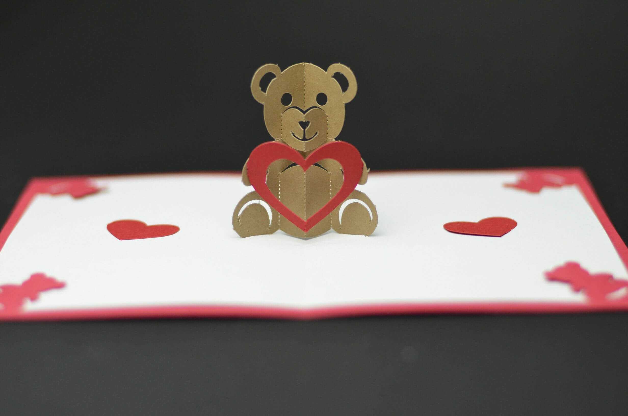 Free Valentines Day Pop Up Card Templates. Teddy Bear Pop Up In Teddy Bear Pop Up Card Template Free