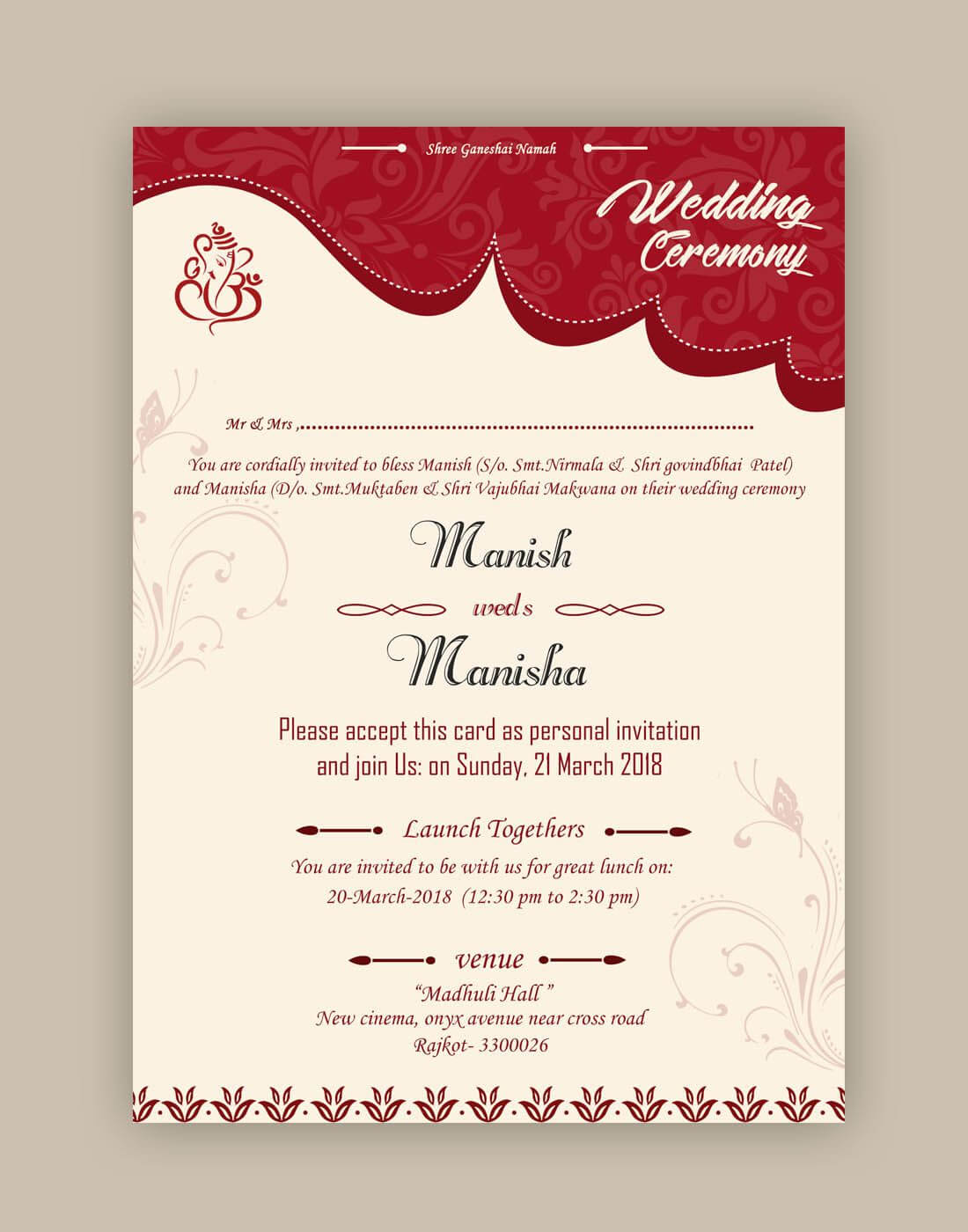 Free Wedding Card Psd Templates In 2019 | Free Wedding Cards In Indian Wedding Cards Design Templates