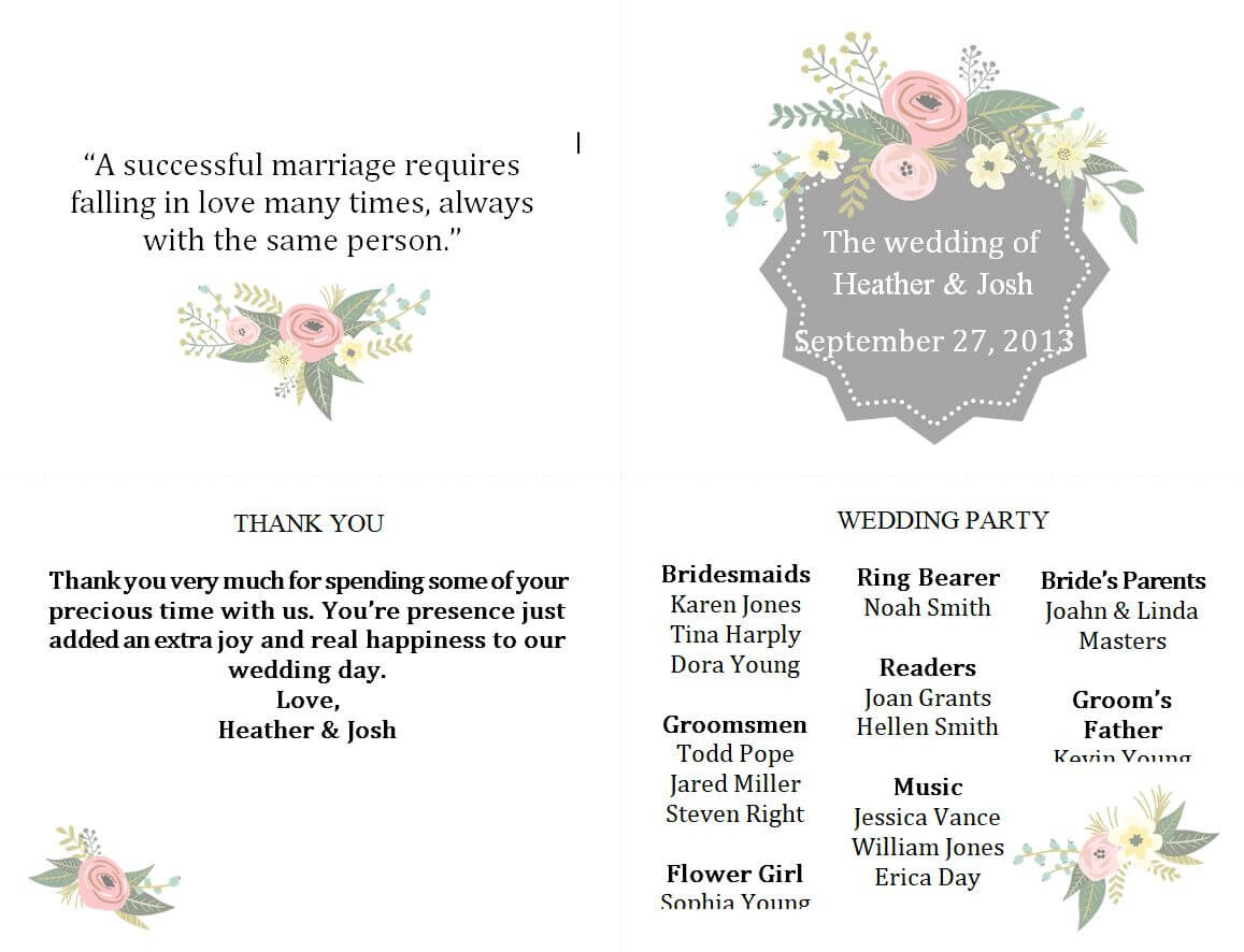 Free Wedding Program Templates You Can Customize Within Free Printable Wedding Program Templates Word