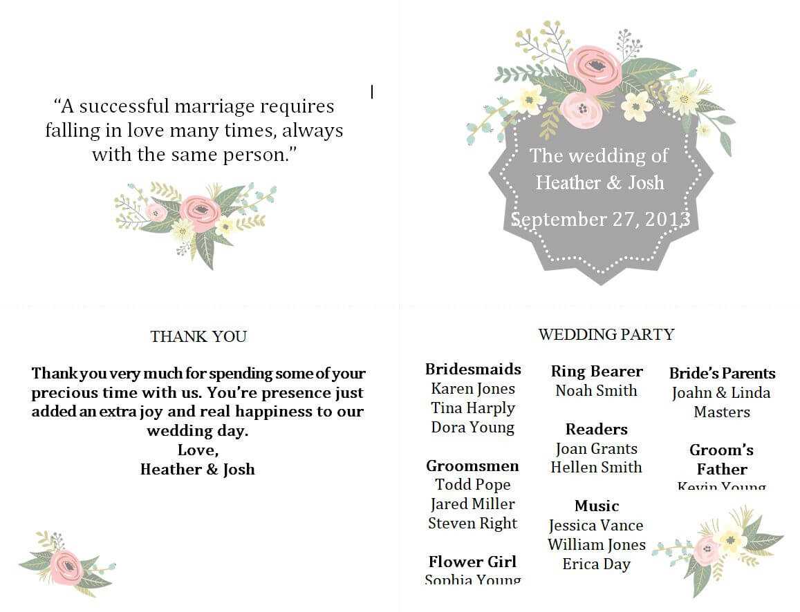 Free Wedding Program Templates You Can Customize Within Free Printable Wedding Program Templates Word