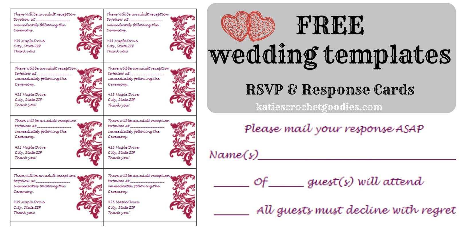 Free Wedding Rsvp & Response Card Template Templat | Wedding For Free Printable Wedding Rsvp Card Templates