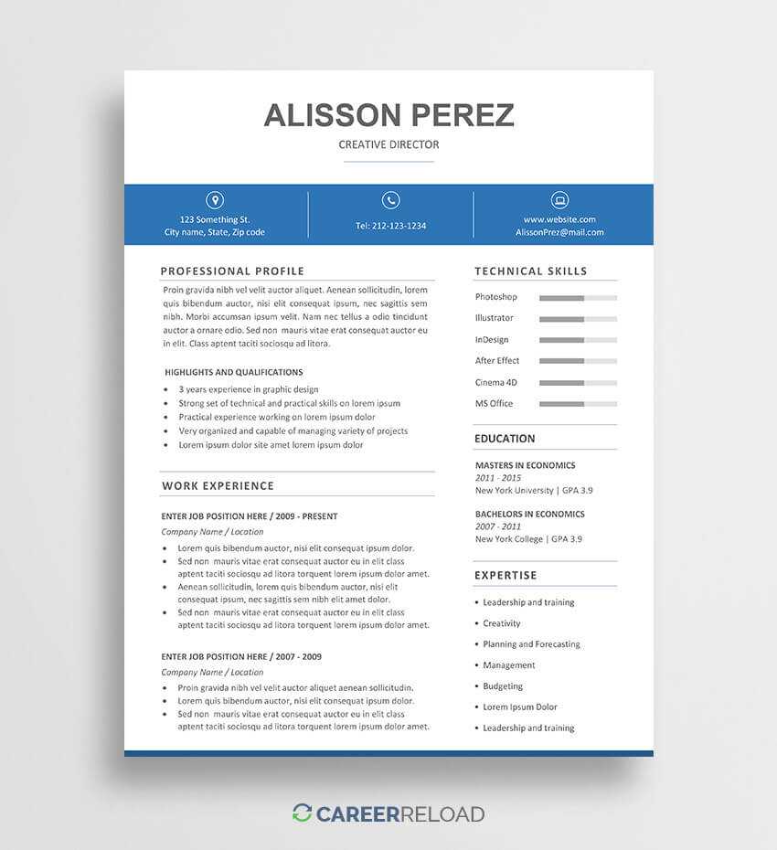 Free Word Resume Template – Alisson – Career Reload With Regard To Microsoft Word Resume Template Free